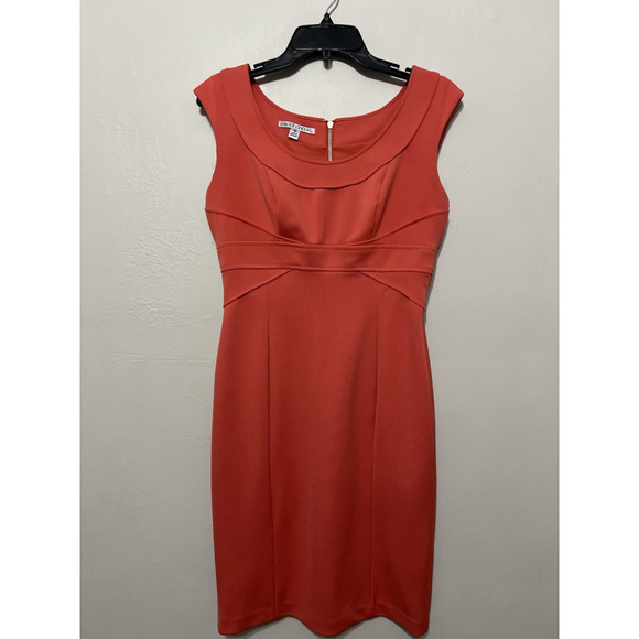 Maggy London Dress Coral Sheath Cocktail Party Size 10 Office Work Career - Picture 1 of 10